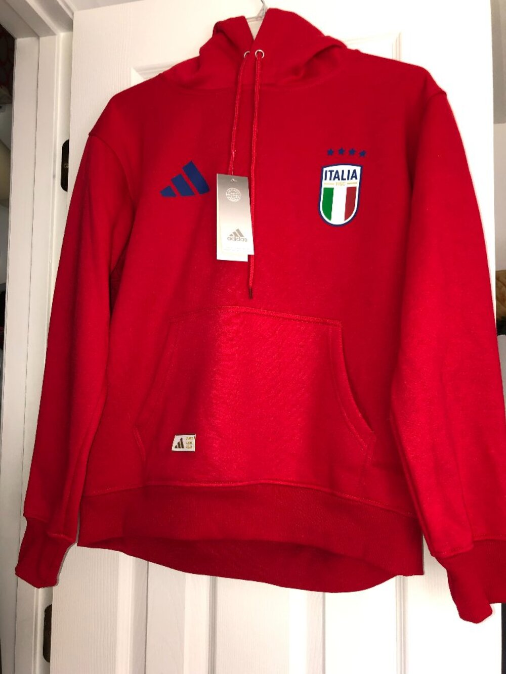 NWT Adidas ITALIA FIGC‎ DNA Fleece Hoodie Red Size  Medium